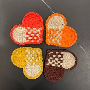 Set of 4 Handmade Crochet Heart Coasters – Valentine’s Day Gift